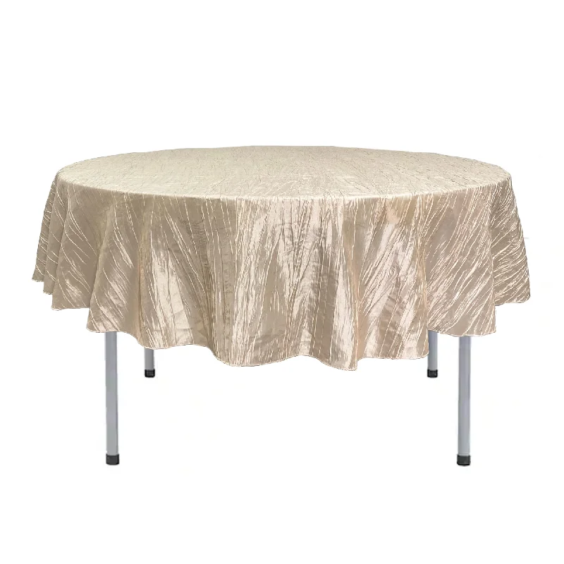 90 Inch Round Crinkle Taffeta Tablecloth Champagne