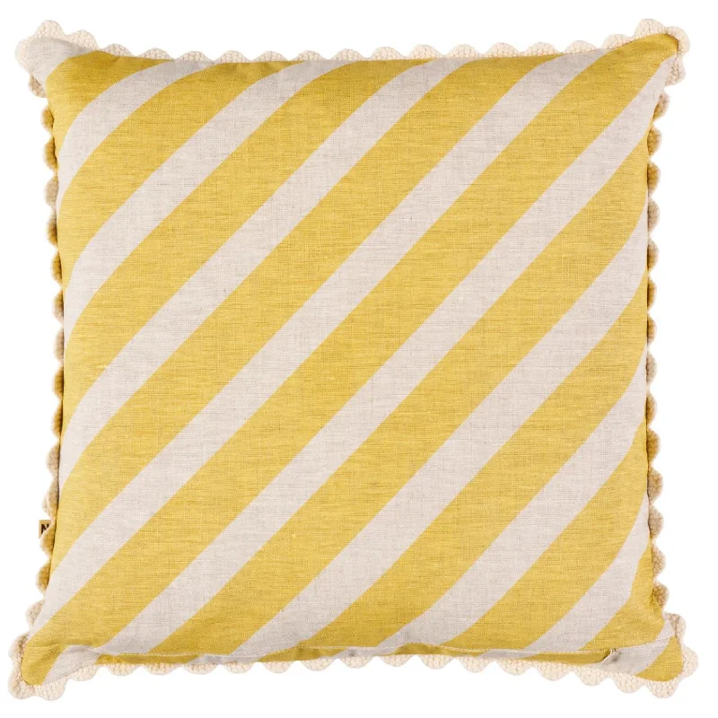 Vanilla Soleil Stripe Linen Throw Pillow