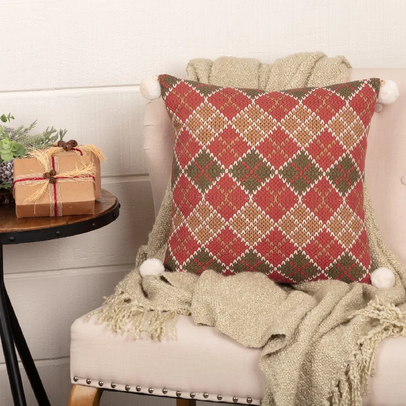 Argyle Diamond Christmas Pillow 18x18 VHC Brands