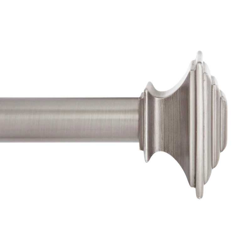 1" Mission Curtain Rod With Stacked Square Finials, 48" to 86"