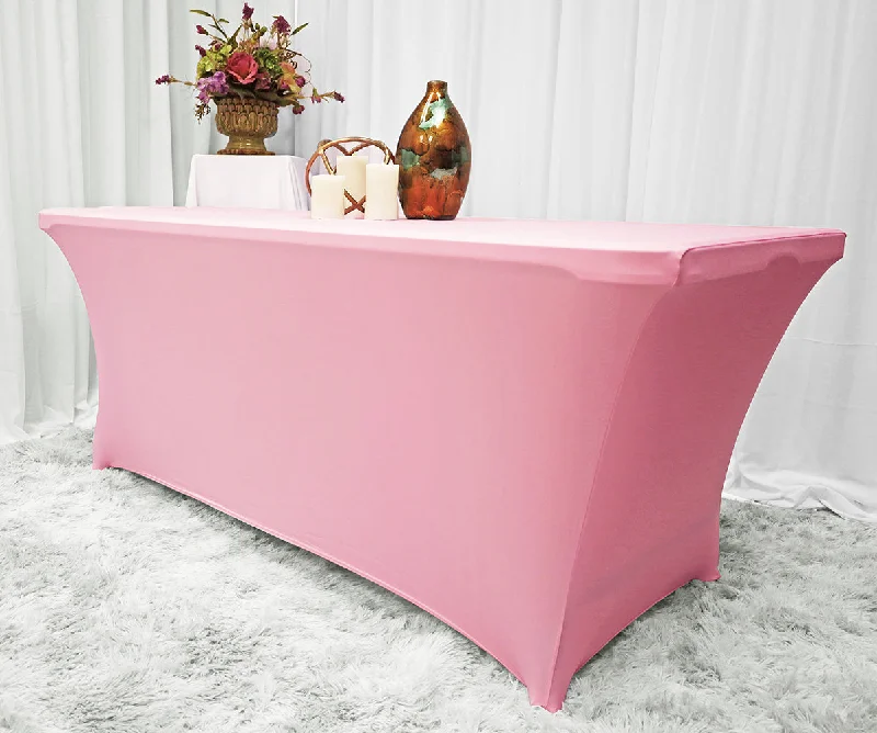 6 Ft Rectangular Spandex (220 GSM) Table Cover - Pink (1pc)