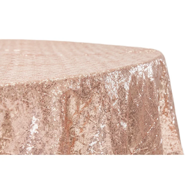 Diamond Glitz Sequins 132" Round Tablecloth - Blush/Rose Gold