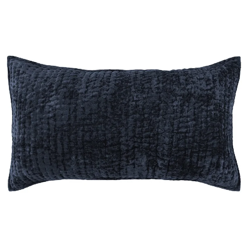 Lipa 20 x 36 Hand Stitched Lumbar King Pillow Sham, Rayon Velvet Ocean Blue