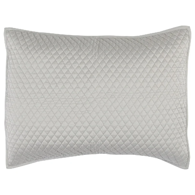 Kahn 26 Inch Hand Quilted Standard Pillow Sham, Mitered Corners, Silver