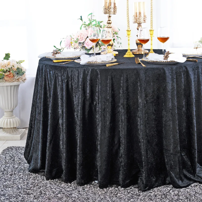 132" Round Ice Crushed Velvet (200 GSM) Tablecloth - Black (1pc)