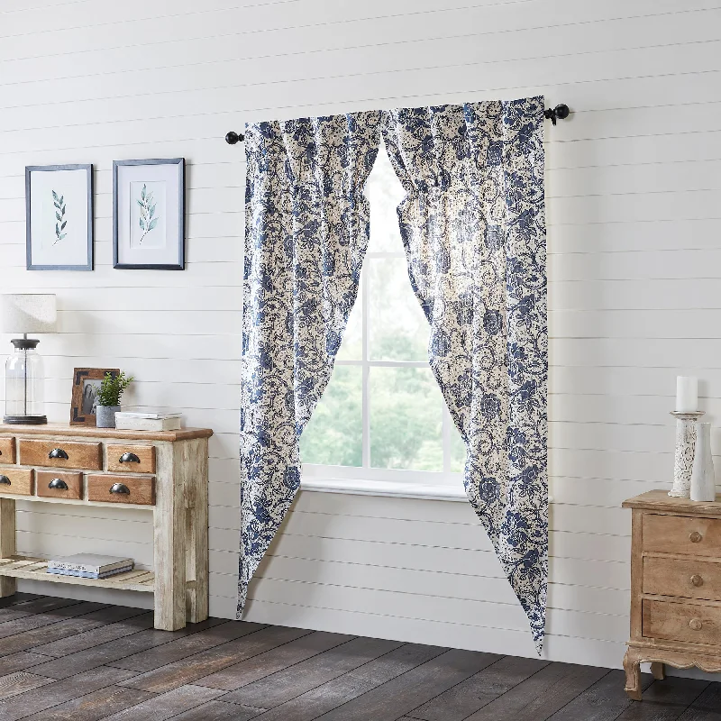 Dorset Navy Floral Prairie Long Panel Curtain Set of 2 84x36x18 VHC Brands