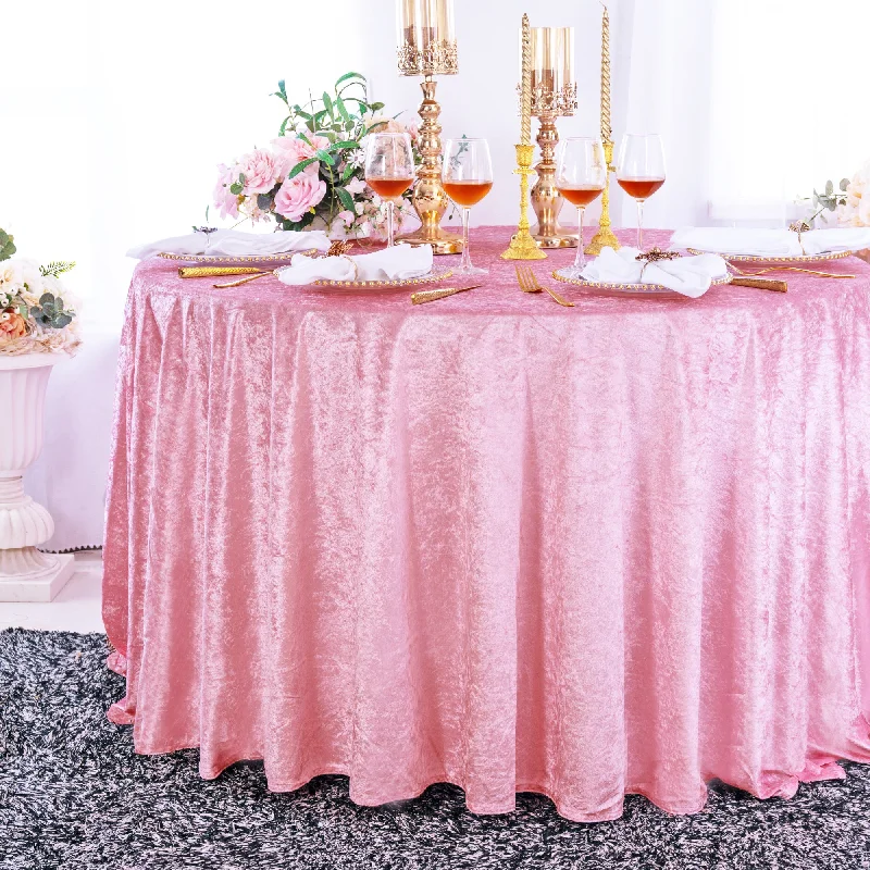 120" Round Ice Crushed Velvet (200 GSM) Tablecloth - Pink (1pc)