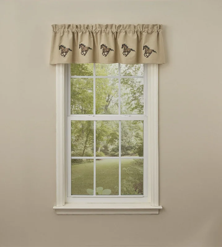 Horse Embroidered Lined Valance, 60" X 14" Park Designs