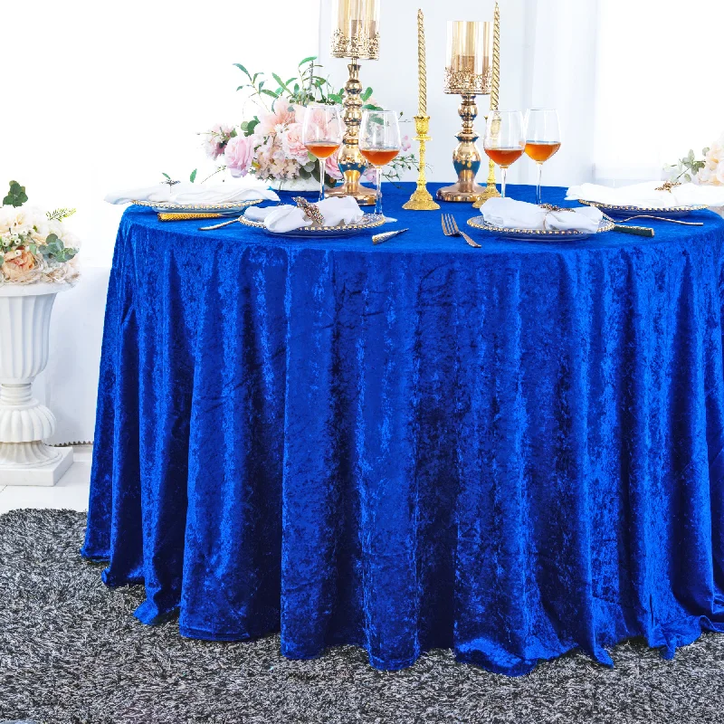 120" Round Ice Crushed Velvet (200 GSM) Tablecloth - Royal Blue (1pc)