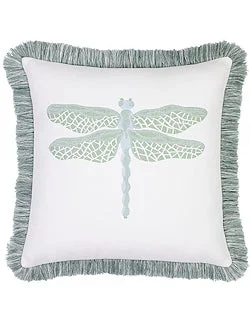 Dragonfly Fringe Trimmed Sunbrella® Outdoor Pillow