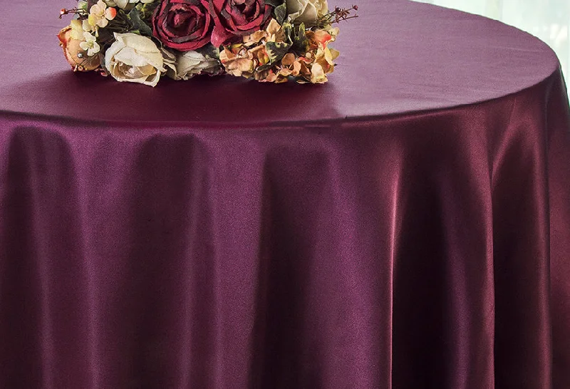 108" Seamless Round Satin Tablecloth - Plum (1pc)