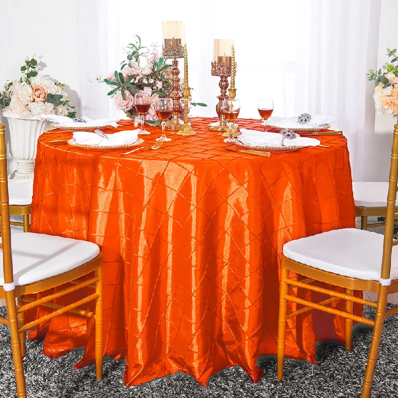 120" Seamless Round Pintuck Taffeta Tablecloth - Orange (1pc)