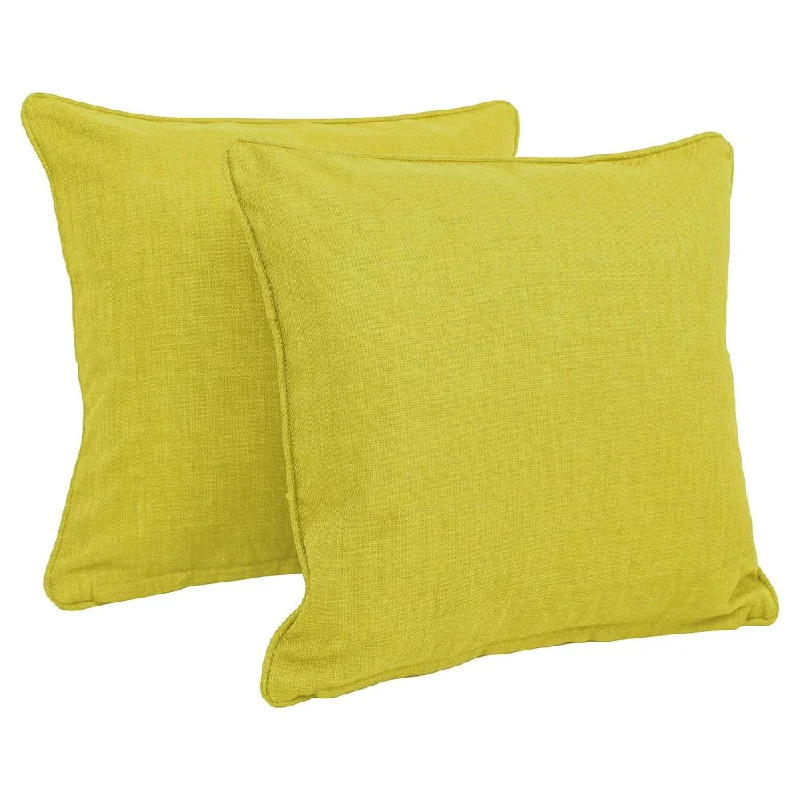 18-inch Double-corded Solid Outdoor Spun Polyester Square Throw Pillows with Inserts (Set of 2), Lime