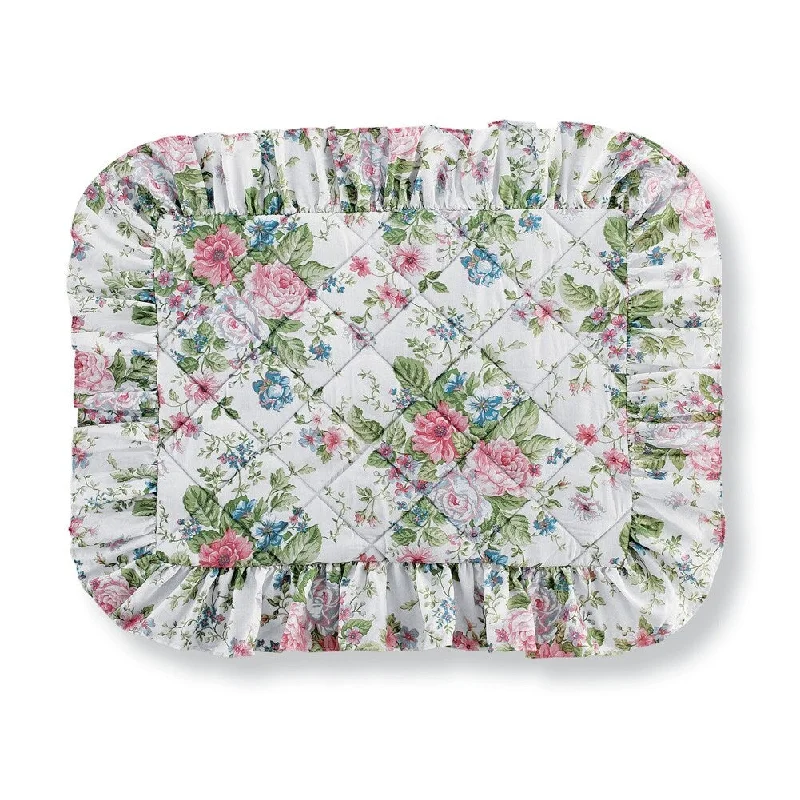 Floral Bouquet Quilted Ruffled Pillow Sham