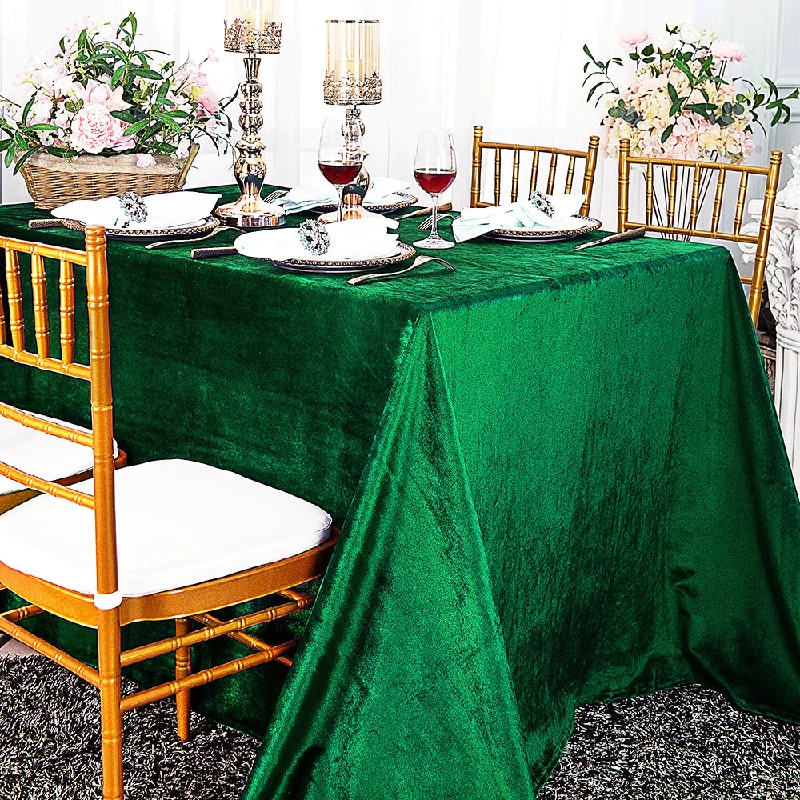 90"x156" Rectangular Seamless Italian Velvet Tablecloth - Emerald Green (1pc)