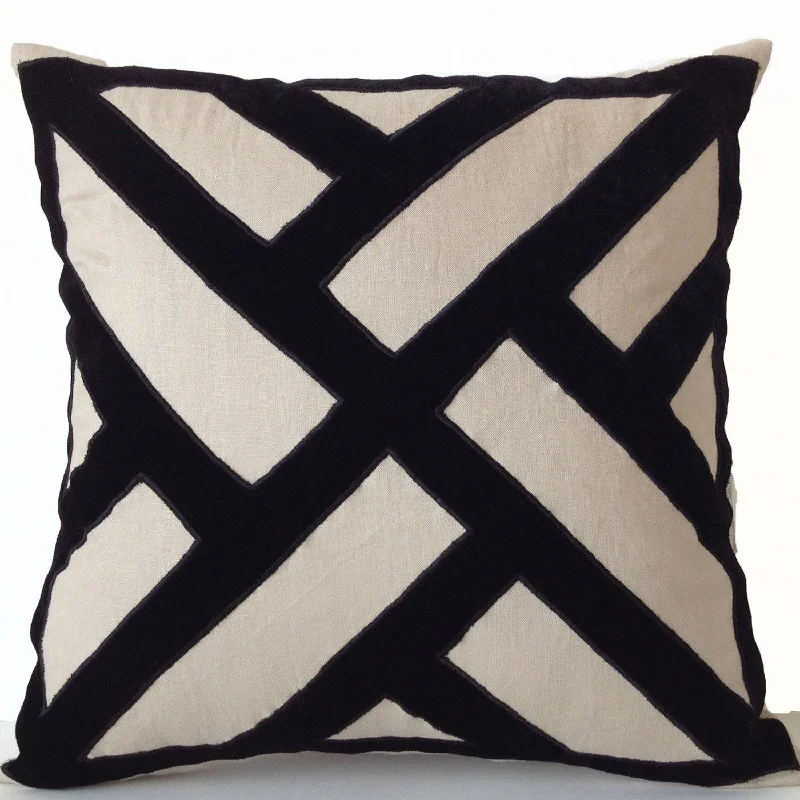 Black Velvet Chippendale Throw Pillow Cover