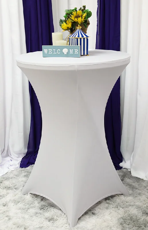 30"x42" Cocktail Spandex (220 GSM) Table Cover - White (1pc)