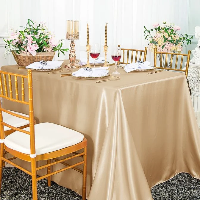 72"x120" Seamless Rectangular Satin Tablecloth - Champagne (1pc)