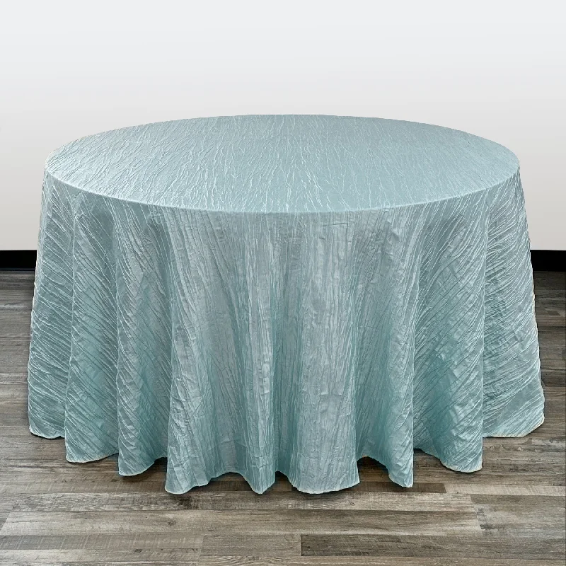 120 Inch Round Crinkle Taffeta Tablecloth Dusty Blue