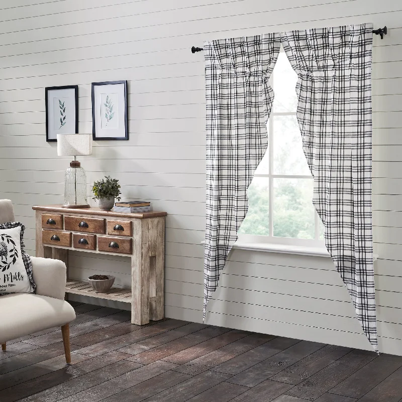 Sawyer Mill Black Plaid Prairie Long Panel Curtain Set of 2 84x36x18 VHC Brands