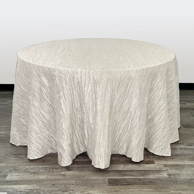 120 inch Crinkle Taffeta Round Tablecloth Ivory