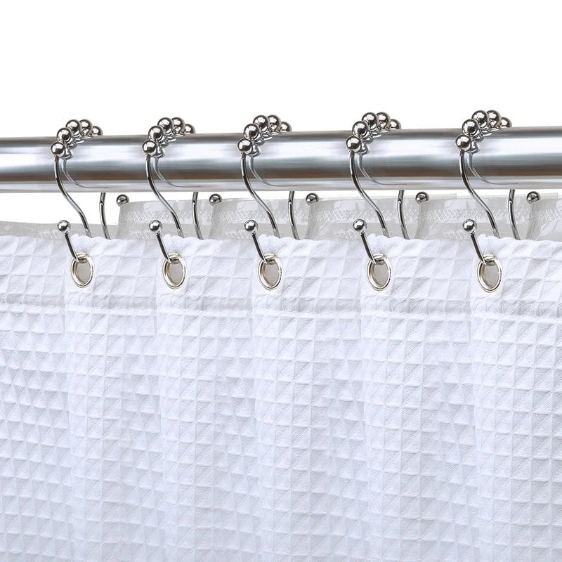 Utopia Alley Double Roller Ball Stainless Steel Shower Curtain Hooks Rings, Set of 12