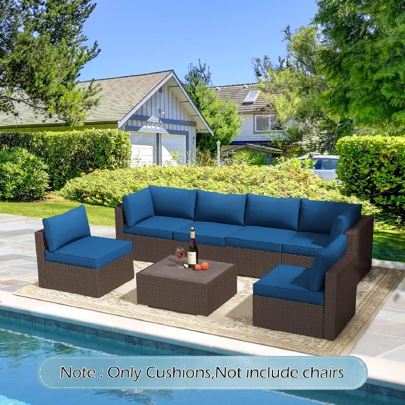 Homrest Patio Replacement Cushions for  6-Seat Patio Conversation Sets, Blue