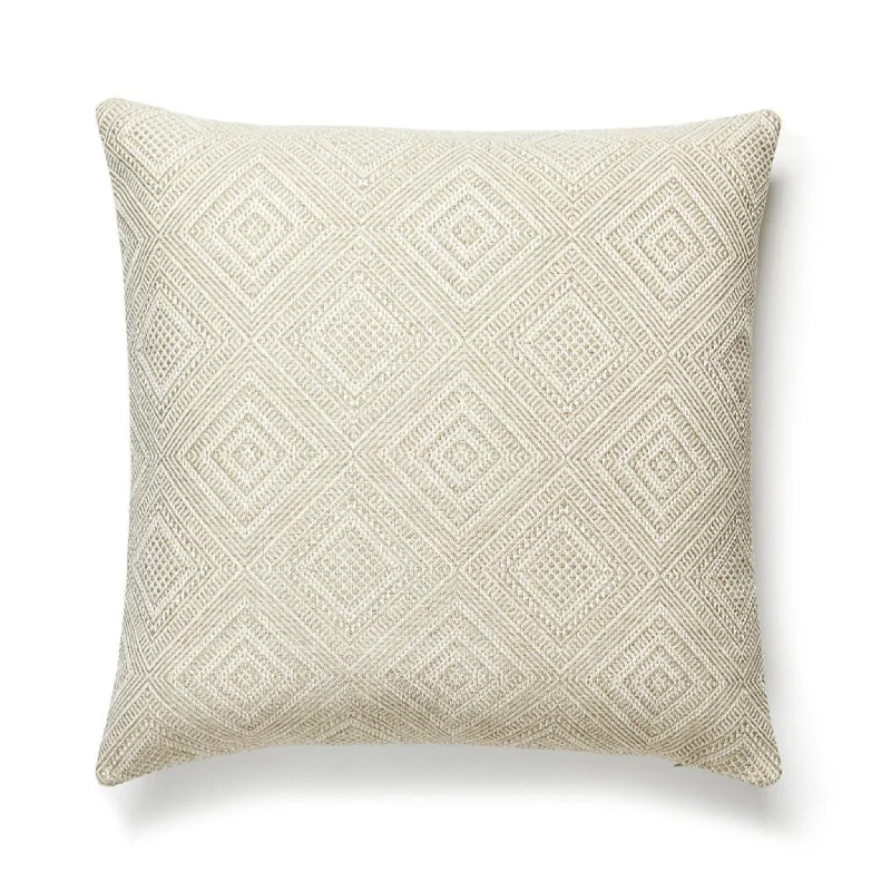 Outdoor Antigua Woven Geometric Pattern Decorative Throw Pillow in Beige