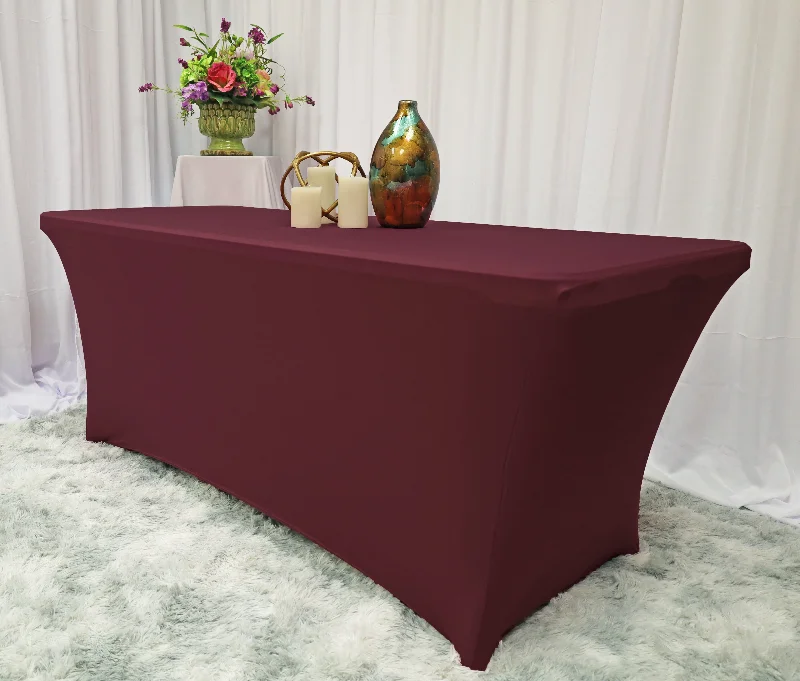 8 Ft Rectangular Spandex (220 GSM) Table Cover - Burgundy (1pc)