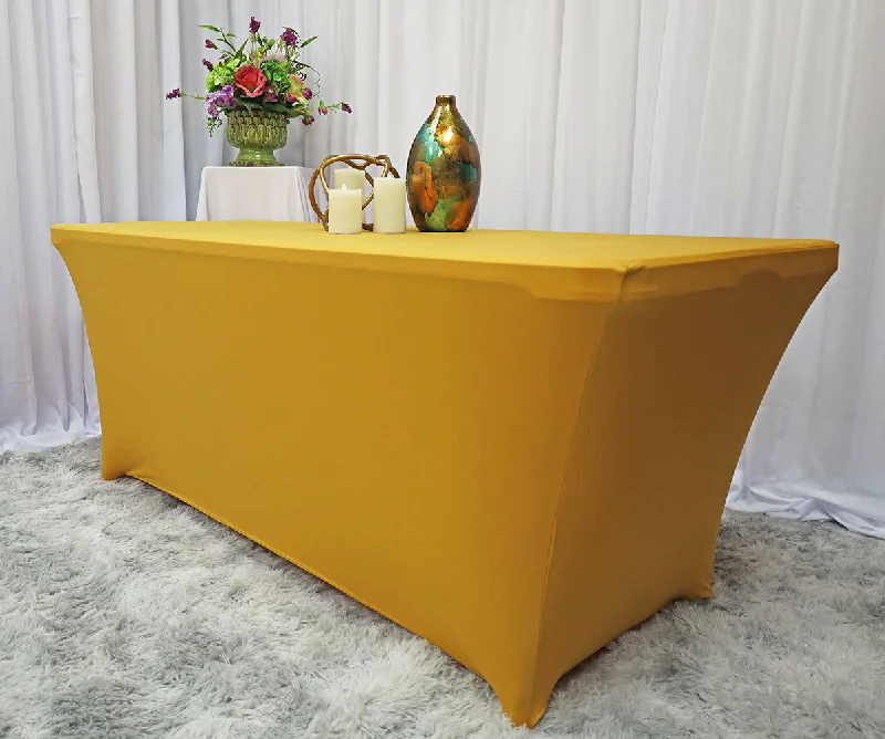 6 Ft Rectangular Spandex (220 GSM) Table Cover - Gold (1pc)