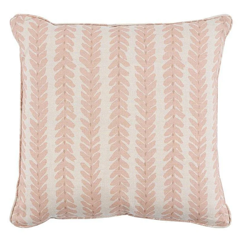 Pink & White Woodperry Vining 20" Linen Pillow