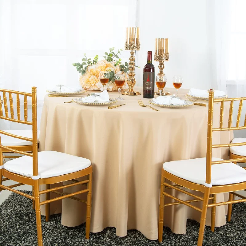 120" Seamless Round Polyester (220 GSM) Tablecloth - Champagne (1pc)