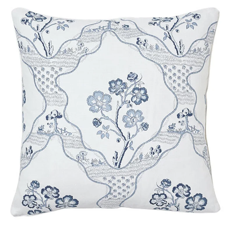 Marella Delft Botanical Trellis 18" Throw Pillow