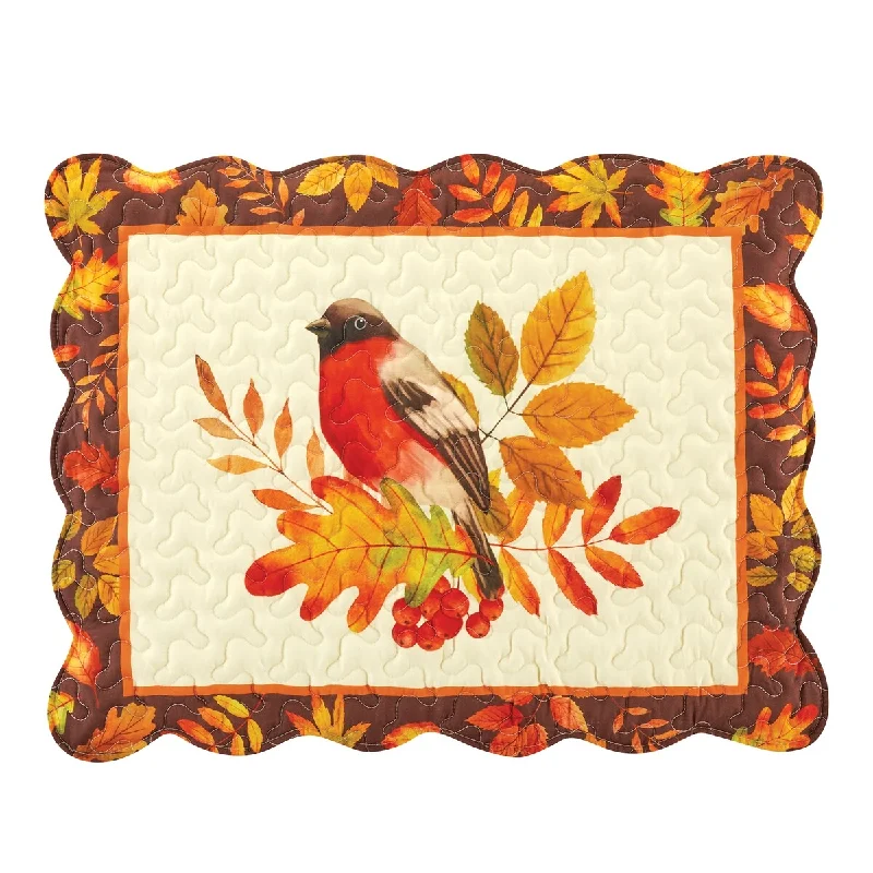 Fall Birds Patchwork Scalloped Edge Pillow Sham - Set of 2