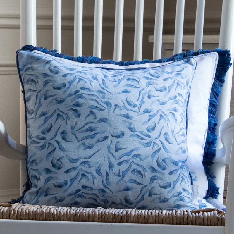 Balaya Printed Piped Cushion Cobalt