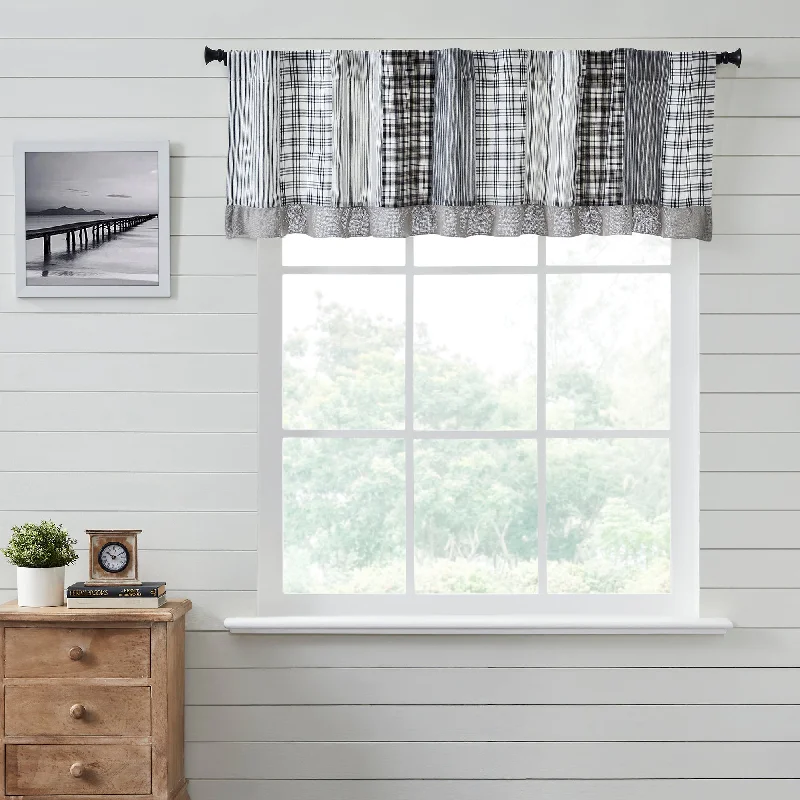 Sawyer Mill Black Patchwork Valance Curtain 19x72 VHC Brands