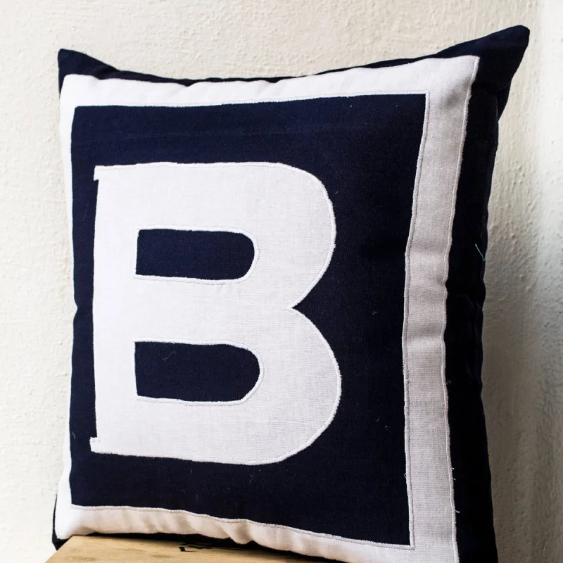 Monogram Pillow - Personalized Navy Blue Big letter pillow