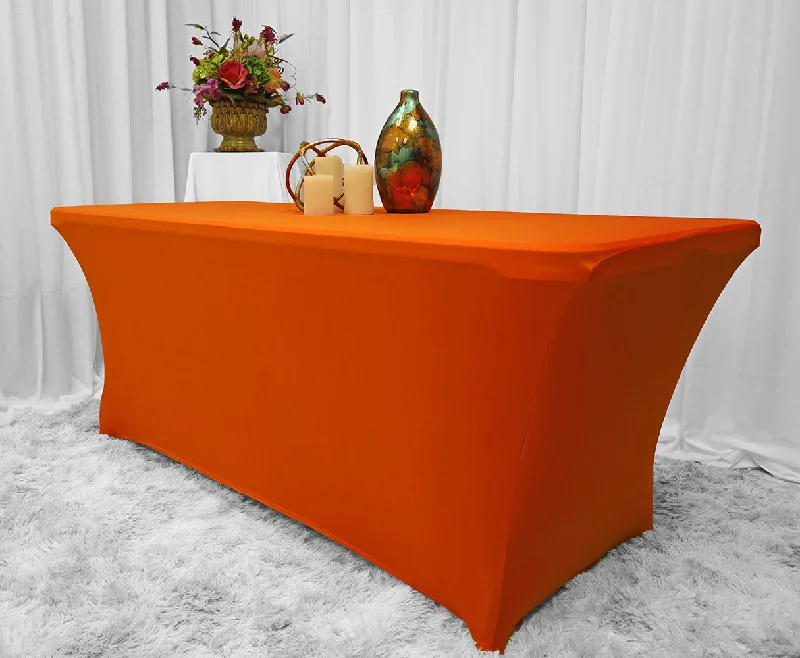 6 Ft Rectangular Spandex (220 GSM) Table Cover - Orange (1pc)