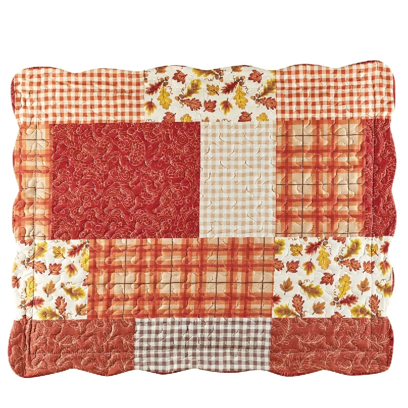 Autumn Leaves & Plaid Shades Patchwork Bed Pillow Sham