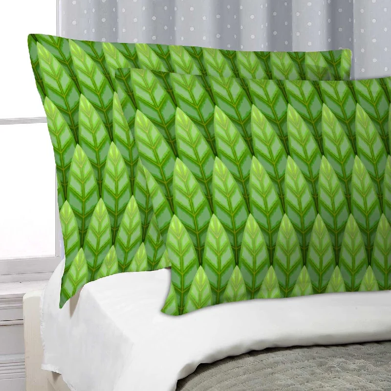 ArtzFolio Green Leaf Pillow Cover Case