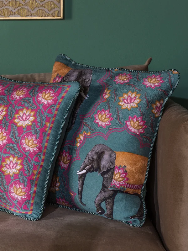 Haathi Jaal Cushion Cover (Green)