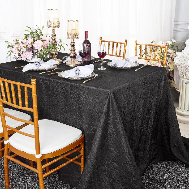 90"x132" Seamless Rectangular Crushed Taffeta Tablecloth - Black (1pc)