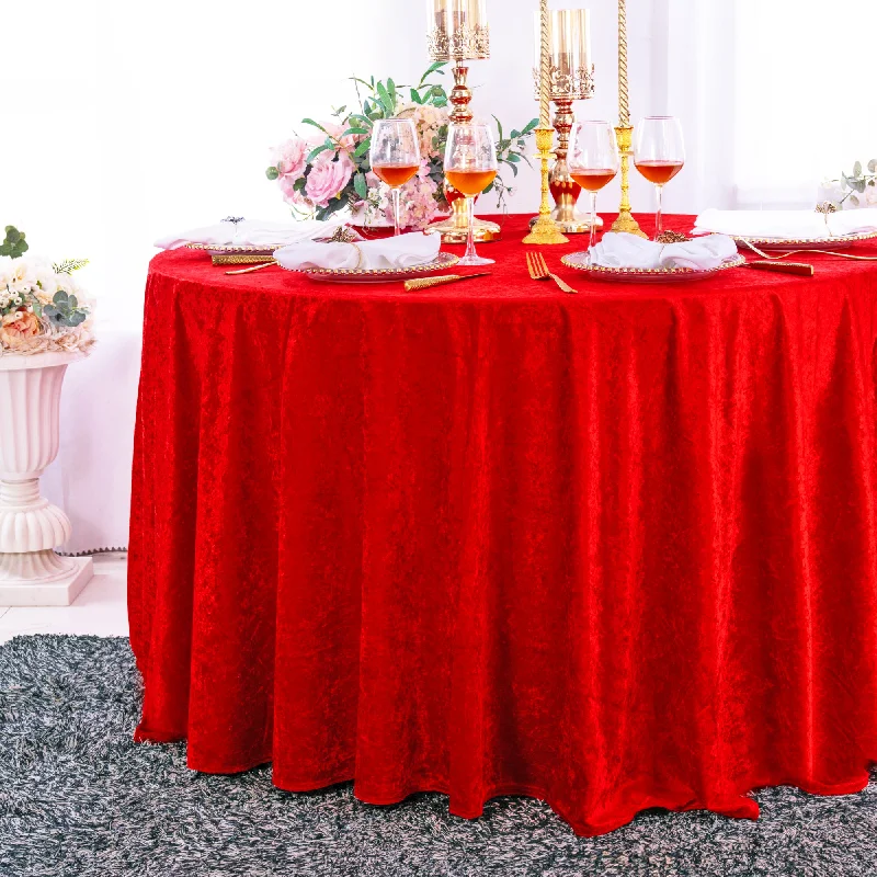 132" Round Ice Crushed Velvet (200 GSM) Tablecloth - Red (1pc)