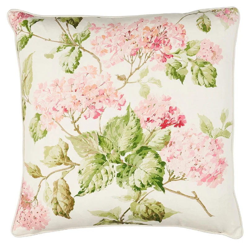 Blush Pink Summer Hydrangea Throw Pillow