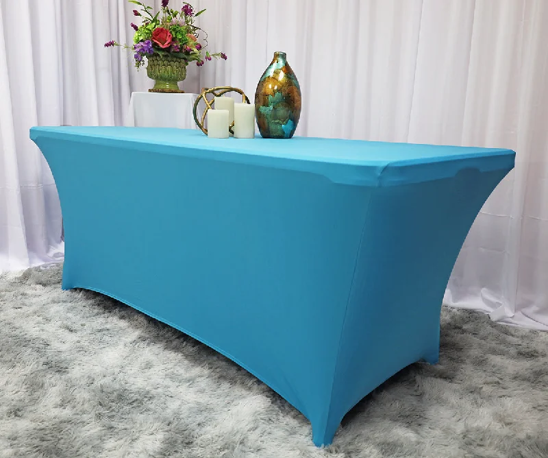 6 Ft Rectangular Spandex (220 GSM) Table Cover - Turquoise (1pc)