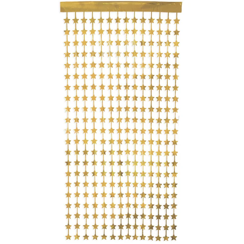 Gold Star Shaped Fringe Curtain Backdrop - 2m