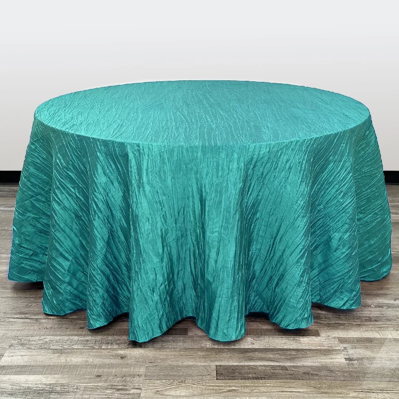 132 inch Crinkle Taffeta Round Tablecloth Teal