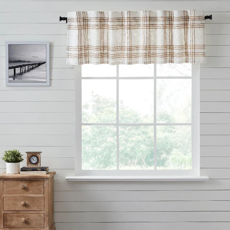 Wheat Plaid Valance Curtain 19x72 VHC Brands