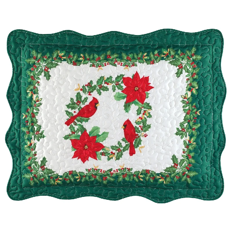 Wreath & Ribbon Holiday Scalloped Edge Pillow Sham