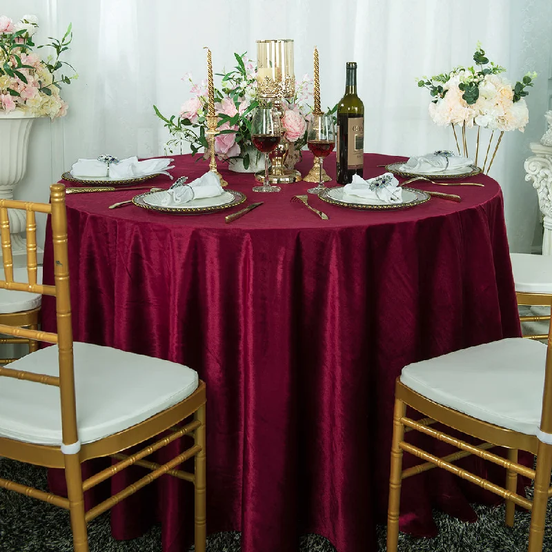 132" Round Italian Velvet Tablecloth - Burgundy (1pc)